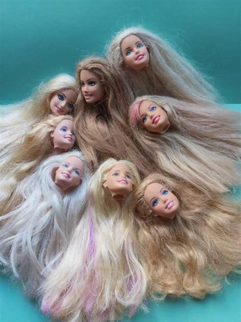 long hair barbie doll head long full hair one head rubber etsy barbie doll head original