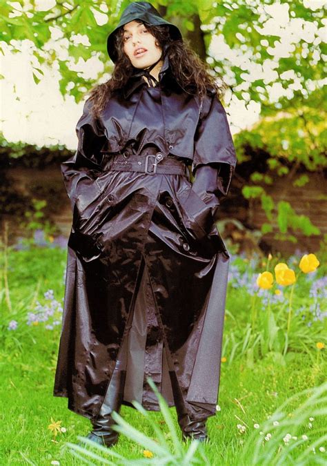Rubber Lined Satin Mack With Matching Souwester Rainwear Girl