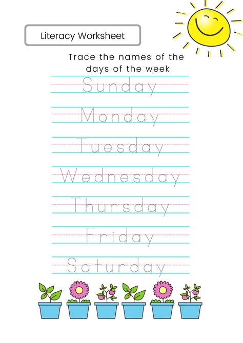 Days Of The Week Tracing Worksheet
