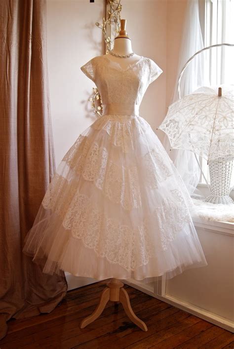 Wedding Dress 50s Wedding Dress Vintage 1950s White Lace Ballerina