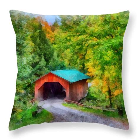 Road To The Covered Bridge Throw Pillow For Sale By Jeff Folger