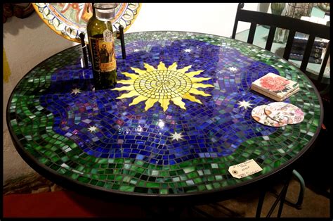 Tile And Glass Mosaic Tables Mosaic Tile Table Tile Tables Mosaic Art