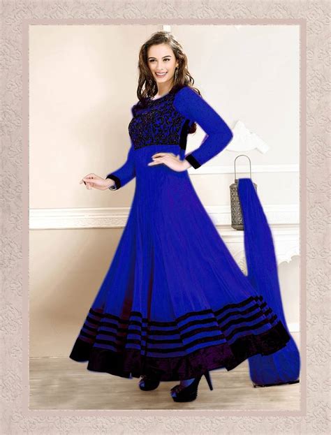 Blue Embroidered Georgette Semi Stitched Salwar With Dupatta Fashionfunda 455884