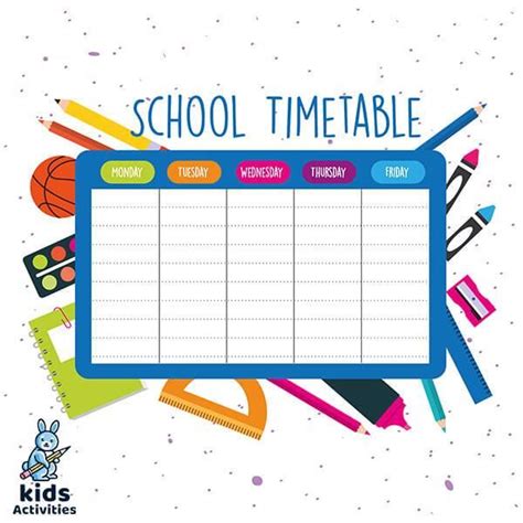 2020 School Timetable Template Free Download ⋆ Kids Activities