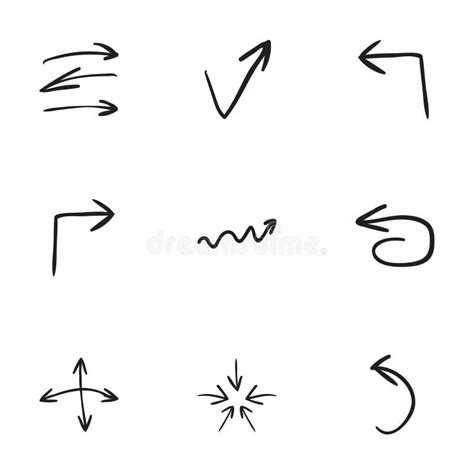 Set Of 9 Hand Drawn Arrow Icons Stock Vector Illustration Of Sketch