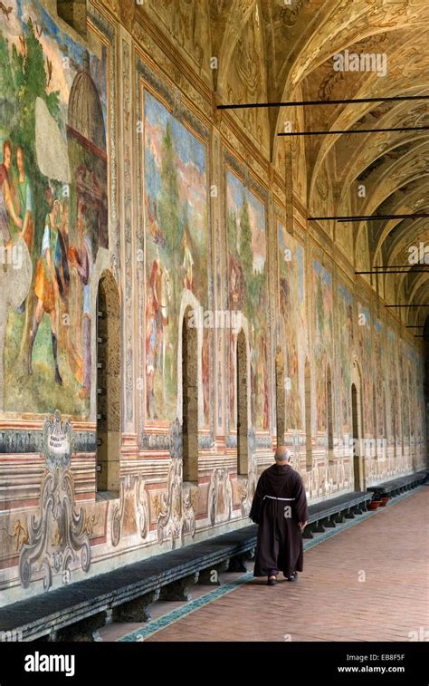 frescoes of the monastery cloister´s arcades santa chiara complex naples campania region