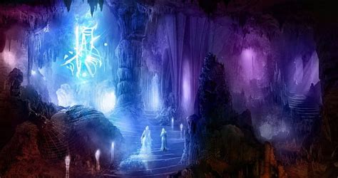 Mystic Cave Pillars Stairs Artwork Lights Hd Wallpaper Peakpx