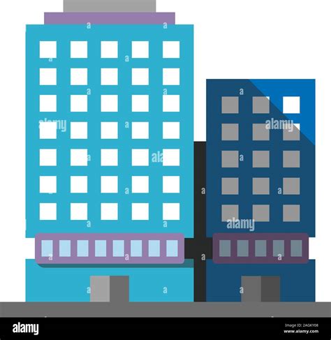 Office Building Flat Design Long Shadow Color Icon Business District