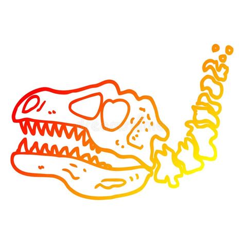 Dinosaur Bones Fossil Skeleton Cartoon Warm Line Gradient Spectrum