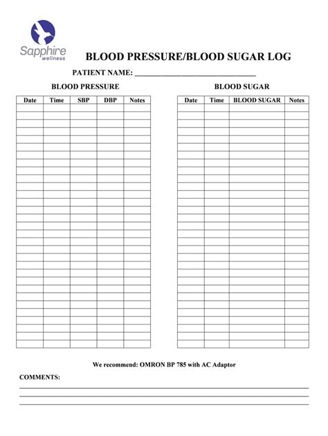 Free Blood Pressure And Blood Sugar Log Sheet Pdf Fill Out And Sign