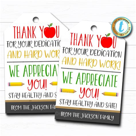 Teacher Appreciation T Tag Appreciation Week Diy Editable Template