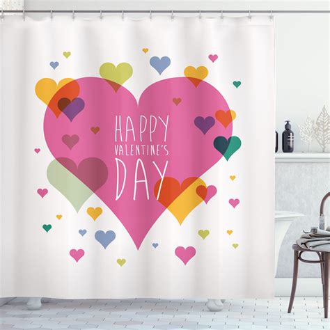 Valentines Day Decor Shower Curtain Happy Valentine Day Quote Love