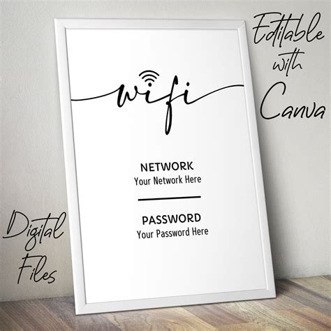 Wifi Password Sign Editable With Canva Wifi Password Sign Etsy