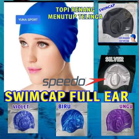 Swimming Cap Swim Cap Full Cover Ears Speedo Swimcap Full Ear Caps Covered Shopee Singapore