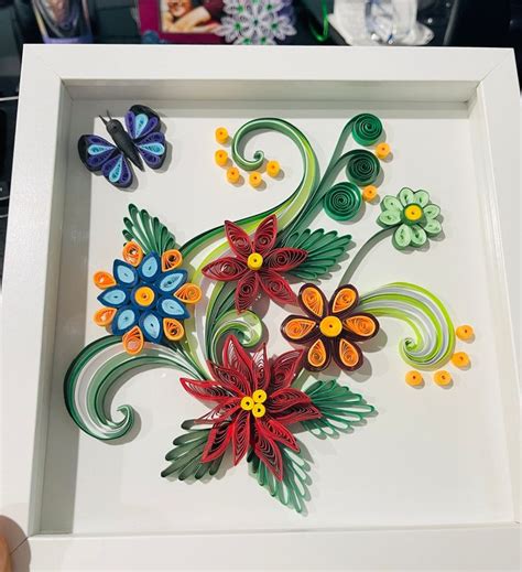 Paper Quilled Flower Quilling Art Colorful Wall Frame Quilling Wall Art