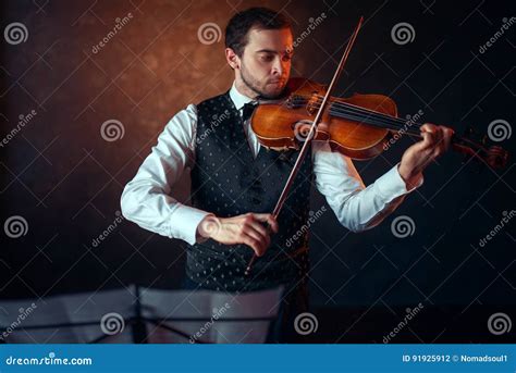 Male Violinist Playing Classical Music On Violin Stock Photo Image Of