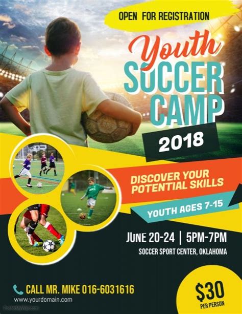 Soccer Camp Flyer Poster Template Poster Design Kids Sports Flyer