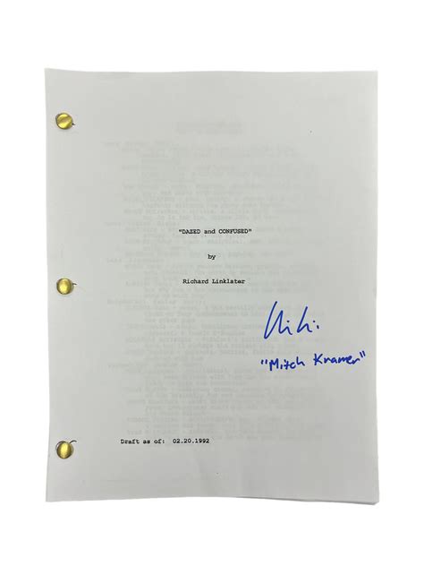 Dazed And Confused Movie Script Script Autographed By Wiley Wiggins As M Icon Autographs