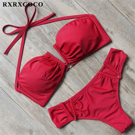 Rxrxcoco Bikini Set 2018 Hot V Design Swimwear Women Bikinis Bathing Suit Push Up Brazilian