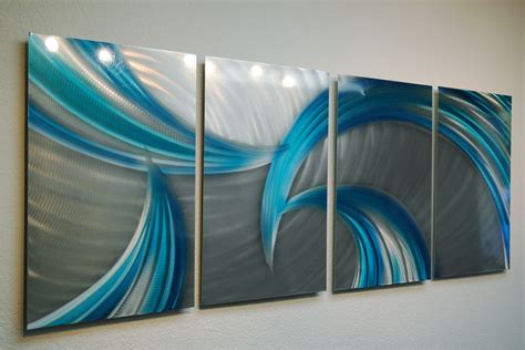 Tempest Blues v2 - Abstract Metal Wall Art Contemporary Modern Decor ...