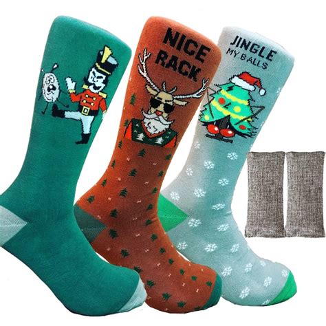 Mens Funny Christmas Socks 3 Pack With Charcoal Air Purifier Etsy