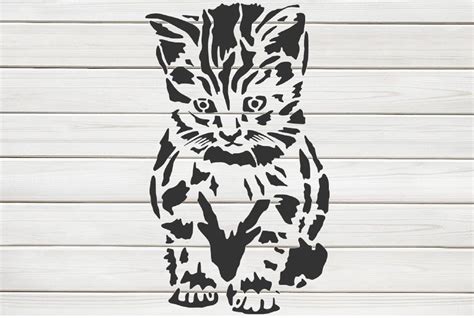 Cute Cat Kitten Stencil Model Template Design Print Digital Etsy