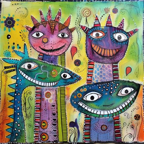 Doodle Art Monsters Print Free Stock Photo - Public Domain Pictures