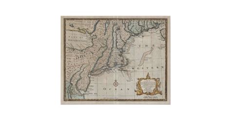 Vintage Map Of The New England Coast 1747 Poster Zazzle