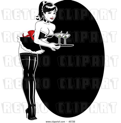 Vector Clip Art Of Retro Sexy Pinup Bar Maid Lady Serving Martinis By R Formidable 33562