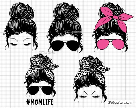 Messy Bun Svg Curly Hair Svg Mom Life Kid Life Svg Svgs Images And Photos Finder
