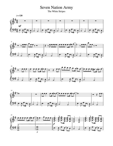 Seven Nation Army The White Stripes Sheet Music For Piano Solo