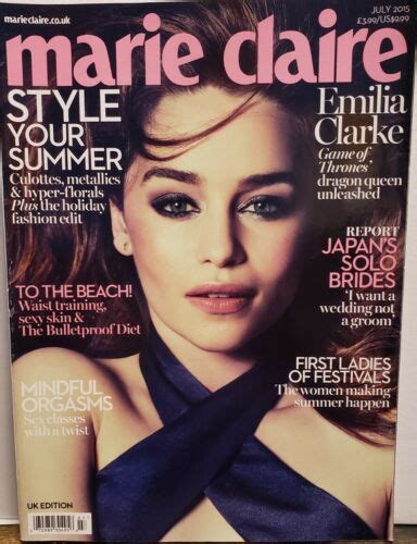 Marie Claire Uk July 2015 Emilia Clarke Mindful Orgasms Free Shipping