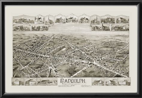 Randolph Ma 1892 Restored Map Vintage City Maps