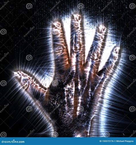 Kirlian Aura Photography Of A Glowing Human Female Hand Showing