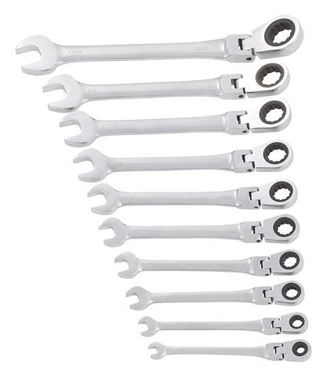 12 Point 10 Piece Sae Flexible Ratcheting Combination Wrench Set Chasing Kites