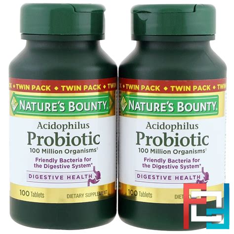 Acidophilus Probiotic Twin Pack Natures Bounty 100 Tablets Each