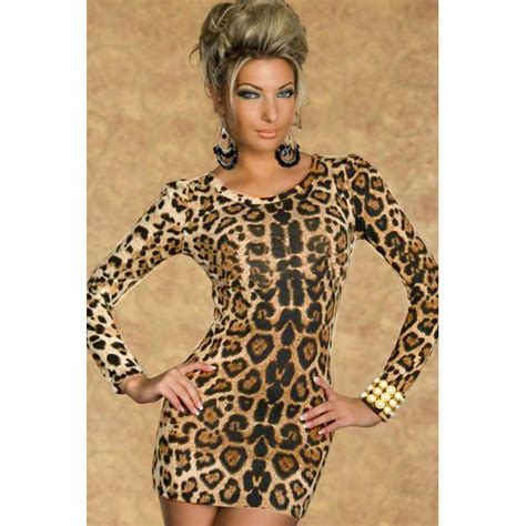 Velvet Crew Neck Leopard Mini Dress N6747