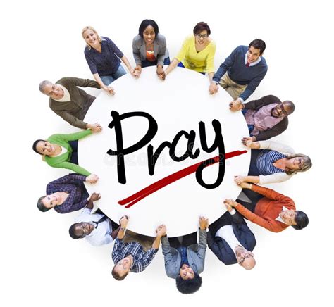 Group Of People Holding Hands Around Letter Pray Stock Image Image Of