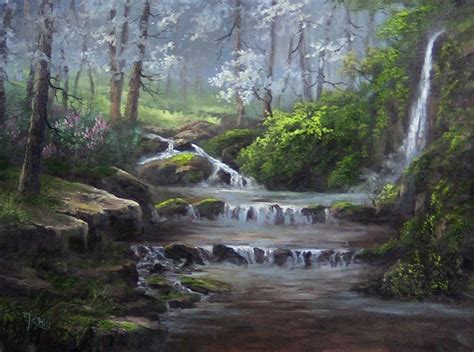 Misty Forest Creek Oil Painting Oil Painting Landscape Landscape