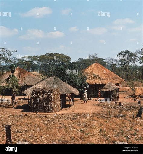 Rural Village With Cylindrical Shaped Huts Tete Province Mozambique