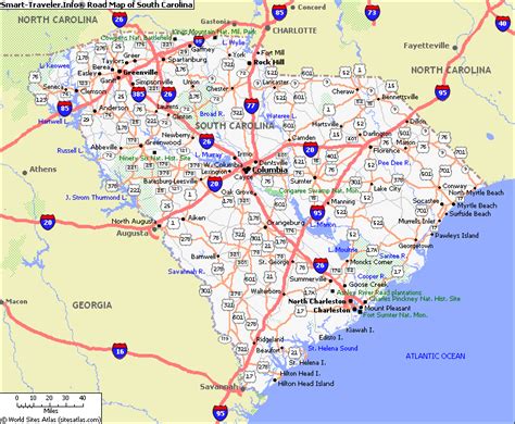 Road Map Of South Carolina And Georgia Cities And Towns Map Images And Photos Finder