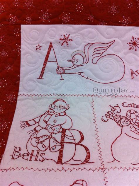 This 8 x 10 snow scene fits a standard frame. Snowmen from A to ZZZ Embroidered Quilt