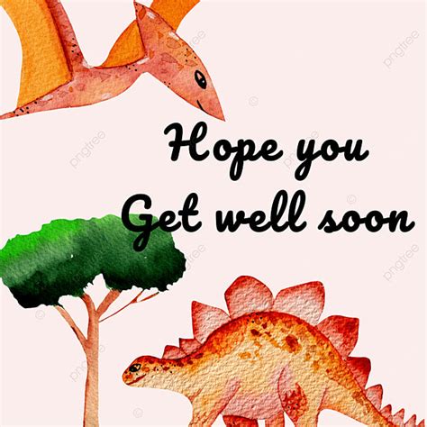 Get Well Soon Card Template With Watercolor Dinosaurs Template Download