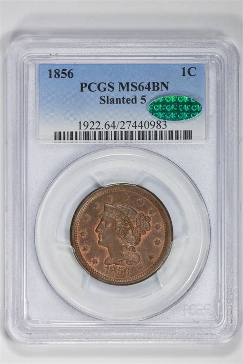 1856 1c Large Cent Ms 64 Pcgs Kagins Inc