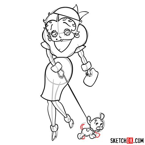 How To Draw Betty Boop With Her Dog Sketchok Easy Drawing Guides