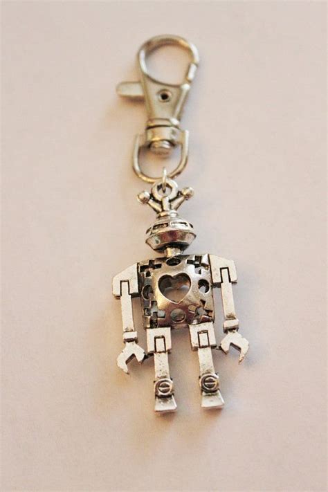 Robot Keychain Silver Geeky Keychain Perfect T For Men Keychain
