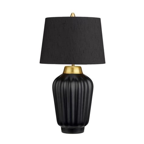 Quintessentiale Bexley Satin Black Ceramic Table Lamp In Brushed Brass