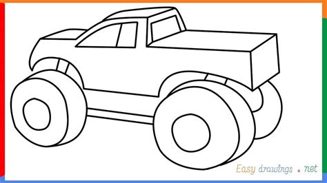 How To Draw A Monster Truck Step By Step For Beginners Youtube