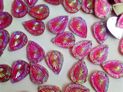 Water Drop Shape Pink Ab Colour 1318mm Sew On Resin Crystals
