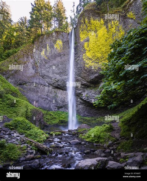 Latourell Falls Waterfall Along The Columbia River Gorge Historic Us